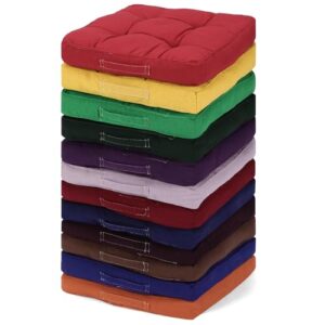 Gerrii 12 Pcs Floor Cushions for Classroom 15"x15",Fancy Color,Square