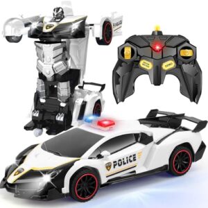 Getatoy Remote Control Police Car Transformer Toys for Boy 4-6 Years Old