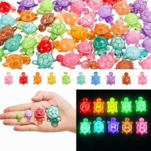 GGSTDDUP 80Pcs Glow in the Dark Mini Resin Turtles Multi-Size Luminous