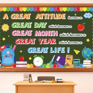 gisgfim Growth Mindset Bulletin Board Decorations Set Back to School Positive Educational Sayings Classroom Great Attitude Day Month Year Life Paper Cutouts Bulletin Board Decor for Chalkboard Wall