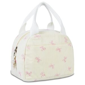 GISMTR Lunch Bag for Women Insulated Lunch Box Cute Corduroy Lunch Tote Bags Reusable Large Capacity Cooler Bag for Travel Work Picnic