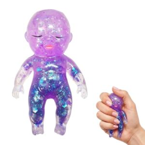 Glitter Doll Squishies Stress Ball, Sparkly Sugar Squishy Balls to Stretch, Squeeze, Stress Relief and Fidget Balls Ultra Soft Slow Rise Moldable Decompression Ball (Purple)