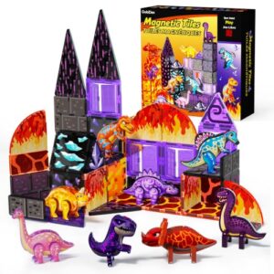 GobiDex Magnetic Tiles Dinosaur Toys for Kids 3-5, STEM Toys for Kids
