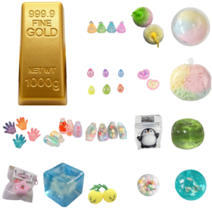 Gold Bar Squishy Toys, Ultra-Soft Slow Rising Stress Relief Fidget Toy Set, Sensory Squeeze Balls for Desk Travel Office Home Party Favors Classroom, Fun Gift for Stress Relief