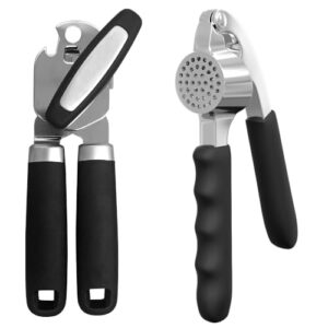 GORILLA GRIP Can Opener, OneSize, Black and Garlic Press, OneSize, Black Bundle
