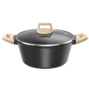 GPED Nonstick Stock Pot with Lid, 4.5QT Stockpot Pasta Cooking Pot , Granite Casserole Soup Pot, Non Stick Stew Pot Cookware for Stews, Soups, Compatible with All Stovetops（Black)