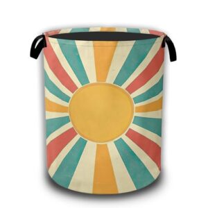 Groovy Retro Sun Laundry Baskets,Laundry Hamper,Storage Basket with Handles for Bathroom Bedroom College Dormitory Living Room Nursery Organizer 16"x20.8"