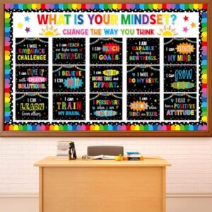Growth Mindset Bulletin Board Set What is Your Mindset Classroom Decorations Positive Sayings Paper Cutouts Posters Inspirational Back to School Classroom Decor for School Chalkboard Door Wall Decor