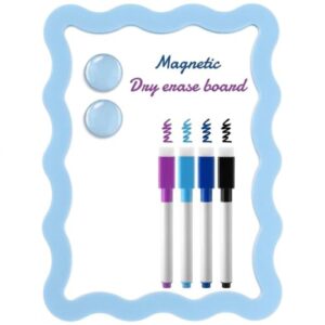 Gueevin Blue Small Scalloped Magnetic Dry Erase Whiteboard, 7" x 9"
