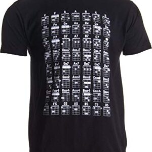 Guitar Chord Chart - Cool Musician Guitarist Teacher Music Playing Notes T-Shirt-(Adult,3XL) Black