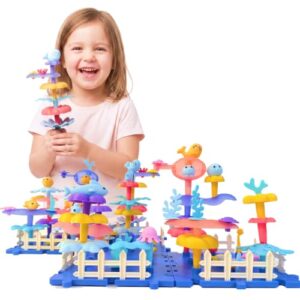 GydEuphranor Toy Building Blocks for Kids Ages 3-5, 104-Piece Flower Garden Building Toy, Ocean STEM Stacking Set