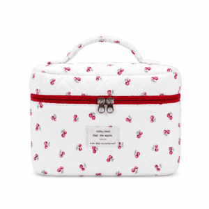 Gynky Large Capacity Makeup Bag, Floral Cotton Travel Cosmetic Bag and Toiletry Organizer
