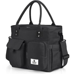 Hafmall 16L Insulated Lunch Box for Women and Men, Large Lunch Bag, Black