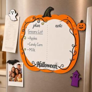 Halloween Pumpkin Magnetic Dry Erase Board for Fridge with 4 Pcs Magnets