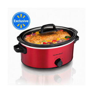 Hamilton Beach 6 Qt Slow Cooker, Stoneware Crock with Removable Pot, Red