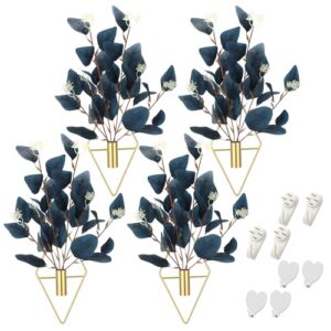 Hanaive 4 Sets Boho Wall Decor Hanging Blue Artificial Eucalyptus Display