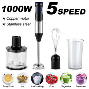 Hand Blender, 4-in-1 Immersion Hand Blender,5 Speed Turbo Mode Stick Blender for Make Smoothie, Milk Shakes,Juice ,Sauces