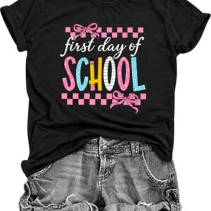 Happy First Day of School Teacher Shirt for Women Teaching Graphic Tees