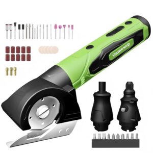 HASDSAGY Cordless Electric Scissors, 4 in 1 Multifunctional Three floors Cardboard Box Cutter Screwdriver Set Cordless Rotary Tool Kit & LED Light for Cutting Fabric Engraving, Sanding, Polishing
