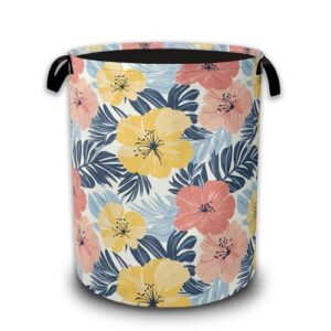 Hawaiian Laundry Basket,Waterproof Foldable Tropical Palm Leaves Laundry Hamper,Dirty Clothes Laundry Basket,Linen Bin Storage Organizer Collection 16" x 20.8"