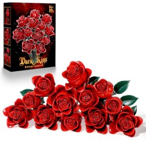 HAYXUN 12 Red Rose Building Blocks Bouquet Set Gifts for Women