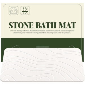 HBlife Stone Bath Mat, Diatomaceous Earth Bath Mat Bathmat, Non Slip Super Absorbent Quick Drying Diatomite Stone Bath Shower Mat for Bathroom, 23" x 15", White