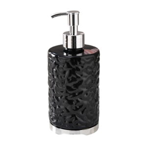 HengDidi 420ml Modern Hand Soap Dispenser Bottle, Refillable Liquid Soap Pump for Bathroom & Kitchen, Durable Plastic with Round Ripple Design, Clear/Black/White/Gray