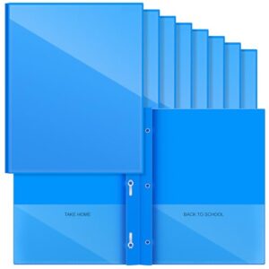 Henoyso 24 Pcs Blue Take Home Plastic Folders with Pocket and 3 Prong | 3-hole Punched for Binders, Dual Pockets Design for Kids Students, Back to School Organization, Take Home Papers