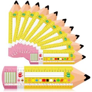 Henoyso 36 Pcs Self Adhesive Classroom Desk Name Tags for Students, Upgraded Paper Name Plates with Alphabet, Number Line & Ruler, Back to School Supplies for Preschool Kindergarten Elementary