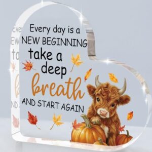 HKDGVRTB Fall Decorations for Home, Fall Decor Inspirational Heart-Shaped Acrylic Desktop Decoration,Rustic Farmhouse Indoor Autumn Thanksgiving Decorations for Table Centerpiece, Mantel, Shelf, Office