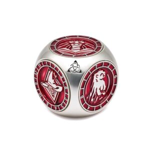 HNCCESG 7-in-1 Metal DND Dice Spinner Cube with 3D Relief for Tabletop RPGs, Gift Box for Dungeon Masters & Players (Matte Red)