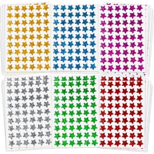 Holographic Small Star Stickers for Reward, 6 Colors Star Labels, 1/2" Diameter, 1620 Counts
