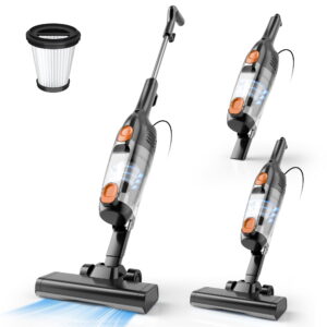Homadio Corded Stick Vacuum Cleaner, Upright/Handheld 3-in-1 Lightweight Vacuum with HEPA Filter for Hard Floor, Pet Hair, 1L Dust Cup
