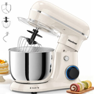Honinst Stand Mixer, 4 QT 10+P Speeds with Tilt-Head Electric Mixer, 3-In-1 Kitchen Mixer with Dough Hook, Whisk, Beater, Bowl for Baking, Cake and Most Home Cooks