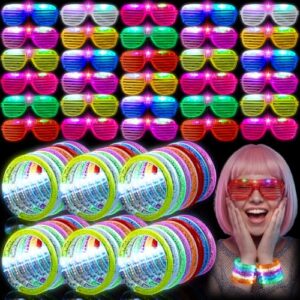 Honoson 144 Pack Glow in the Dark Party Supplies for Adults, Rainbow