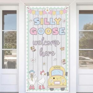 HunnmingRe Silly Goose Themed Classroom Decor Goose Back to School Decor | Goose Classroom Decor, Classroom Door Banner for Outdoor Indoor, First Day of School Sign