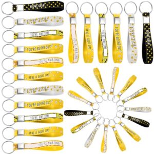 Huquary 30 Pack Duck Keychains Bulk, Customer Service Week, Duck | Duck Party Favors, Inspirational Keychains with Positive Quotes, Classroom Prizes, Employee Appreciation Gift
