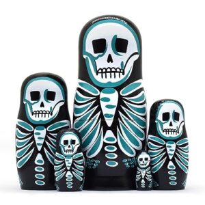HYCLES Nesting Dolls Russian Matryoshka Wood Stacking Nested Set for Kids Handmade Toys for Children Kids Christmas Birthday Decoration Halloween Wishing Gift