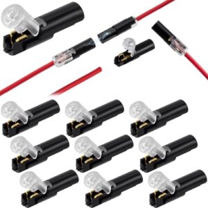 Hzopcw 10pcs 1 Pin Quick Clip Fasteners Wire Connector, Plug-in Wire Quick Connectors with Locking Buckle, Large Snap on Blocks for Low-Voltage 18-22AWG Cable LED Strips DIY Crafting- Black