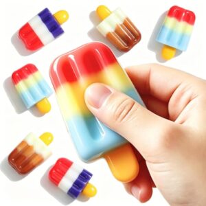 Ice Cream Squishy Fidget Toys 6 Pcs Summer Sensory Stress Relief Toys for Kids Squishy Slow Rise Stretchable Popsicle Treasure Box Prizes Sensory Toys for Kids with Autism