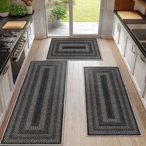 Ileading Boho Kitchen Rugs Sets 3 Piece with Runner Non Slip Kitchen Mats for Floor Washable Bohemian Runner Rug Set of 3