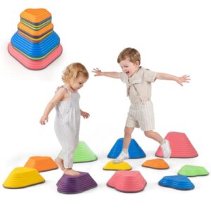 INFANS Heart Shaped Stepping Stones for Kids, 6pcs Non-Slip Sensory Balance Toys Boosting Coordination, Indoor Outdoor Play Kit for Toddlers 3-5 Years