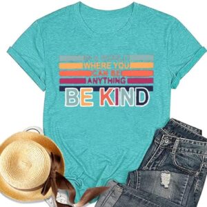 Inspirational Teacher Shirt Lady Social Work Tee Be Kind Cloth,Mint Green L