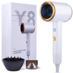Ionic Hair Dryer, 2100W Professional Blow Dryer, Negative Ion Technolog Drying with 3 Heating, 2 Speed, 2 Nozzle for Home Salon Travel