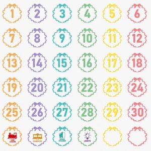 Ireer 36 Pcs Pastel Number Spot Markers, 1-30, 4" Floor Stickers