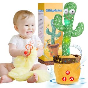 JAKCJFII Dancing Talking Cactus Baby Toys for Toddlers Boys Girls, Singing Mimicking Recording Toy Repeats What You Say, Musical Interactive Kids Gift with English Songs