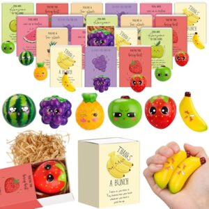 JellyArch 24 Sets Employee Appreciation Fruit Gifts with Affirmation Boxes | Positive Fruit Squeeze Stress Relief Toys for Teachers, Coworkers, Classroom Rewards, Employee Appreciation and Party Favors