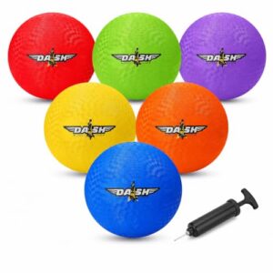 Jerify 6 Pcs 8.5 Inches Playground Balls Kickball Bulk, Colorful Inflatable Sports Bouncy Balls, Dodgeball, Kickball for Official Play, and Fun Indoor and Outdoor Toys and Gift (Light Color)