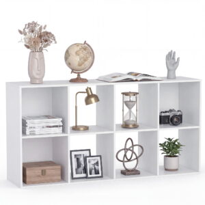 JIOABL 8 Cube Storage Organizer, Open Corner Bookshelf with Removable Back Panels for Living Room Bedroom Office, White