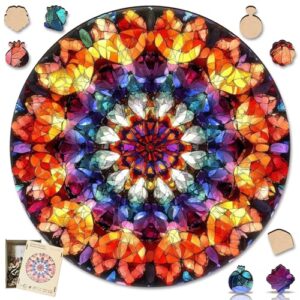 Jiroinlly Wooden Puzzles for Adult, Diamond Mandala 500 Piece Jigsaw Puzzle